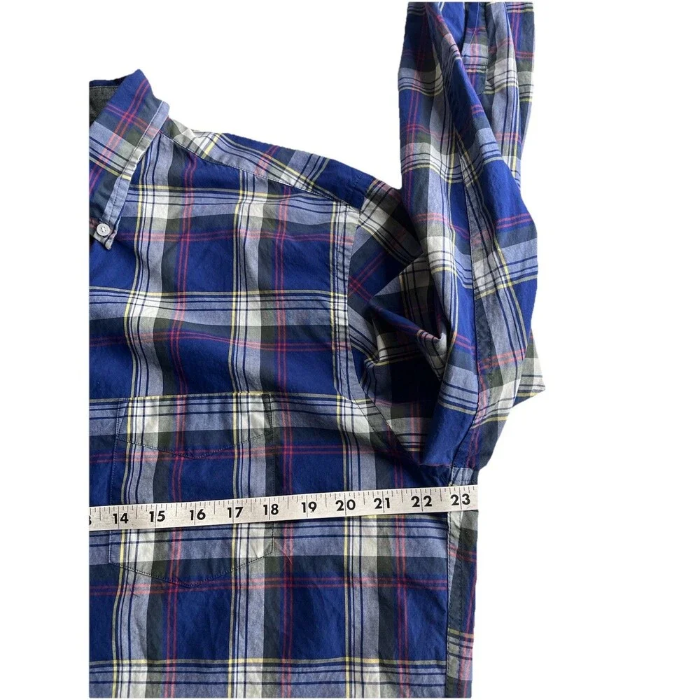 J Crew Tartan Men L Shirt Plaid Button Down Casual Multicolor Cotton Long Sleeve